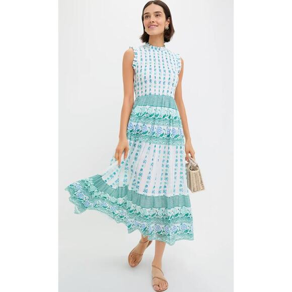 Oliphant Dresses & Skirts - Oliphant Boreggo Green Sleeveless Smocked Cotton Maxi Dress Tuckernuck L